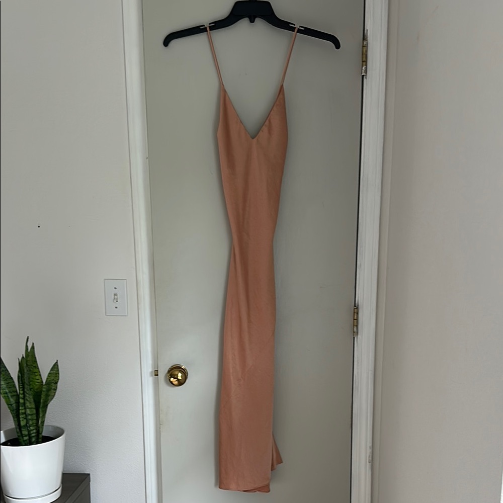 Aritzia Tan Backless Slip Dress Spaghetti Strap
